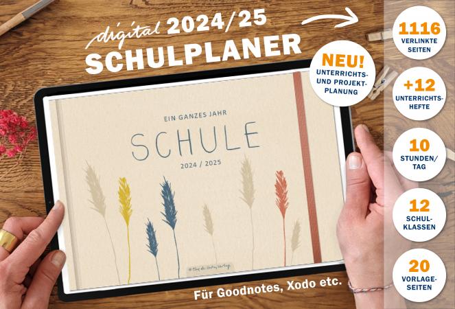 Lehrerkalender digital 2024 2025, Planungshelfer fürs Tablet zur Unterrichtsvorbereitung und Schuljahr Planung